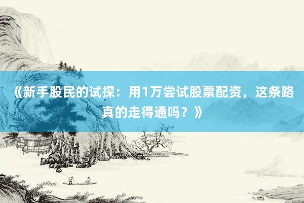 《新手股民的试探：用1万尝试股票配资，这条路真的走得通吗？》