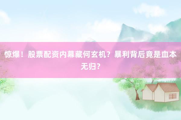 惊爆！股票配资内幕藏何玄机？暴利背后竟是血本无归？