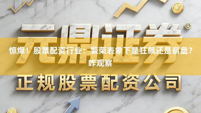 惊爆！股票配资行业：繁荣表象下是狂飙还是崩盘？咋观察