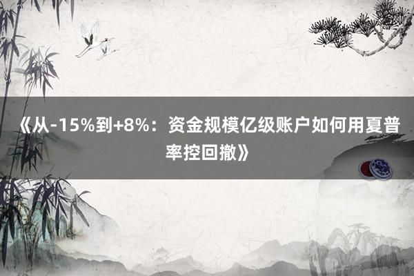 《从-15%到+8%：资金规模亿级账户如何用夏普率控回撤》
