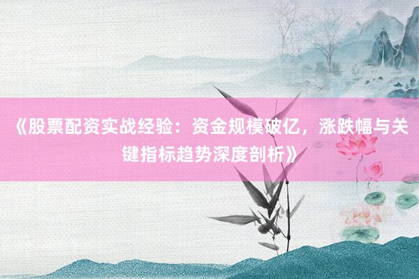 《股票配资实战经验：资金规模破亿，涨跌幅与关键指标趋势深度剖析》
