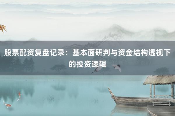 股票配资复盘记录：基本面研判与资金结构透视下的投资逻辑