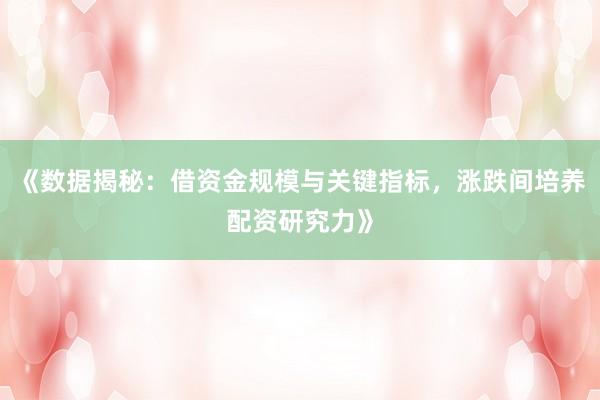 《数据揭秘：借资金规模与关键指标，涨跌间培养配资研究力》
