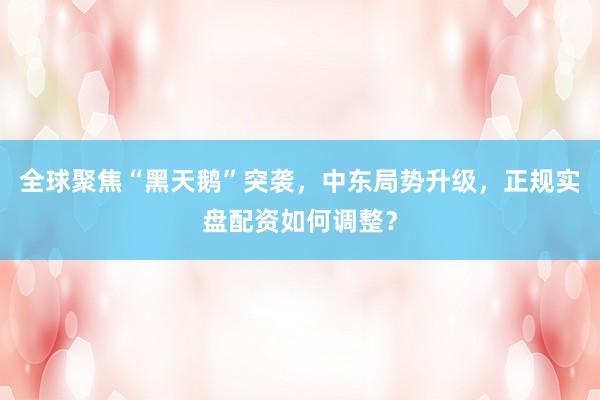 全球聚焦“黑天鹅”突袭，中东局势升级，正规实盘配资如何调整？