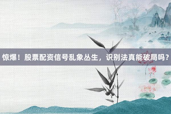 惊爆！股票配资信号乱象丛生，识别法真能破局吗？