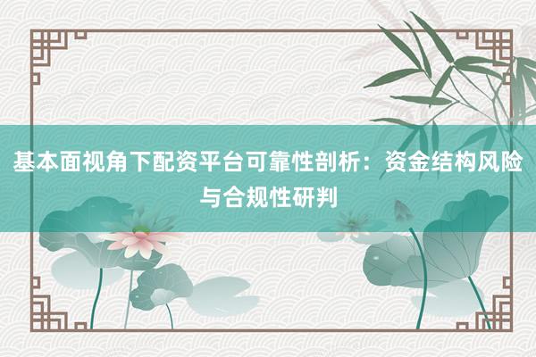 基本面视角下配资平台可靠性剖析：资金结构风险与合规性研判