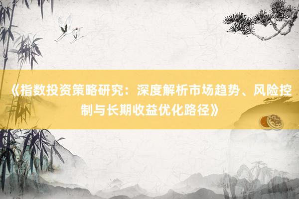 《指数投资策略研究：深度解析市场趋势、风险控制与长期收益优化路径》
