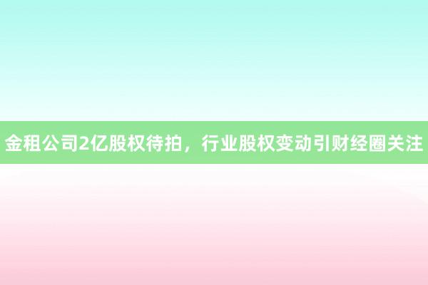金租公司2亿股权待拍，行业股权变动引财经圈关注