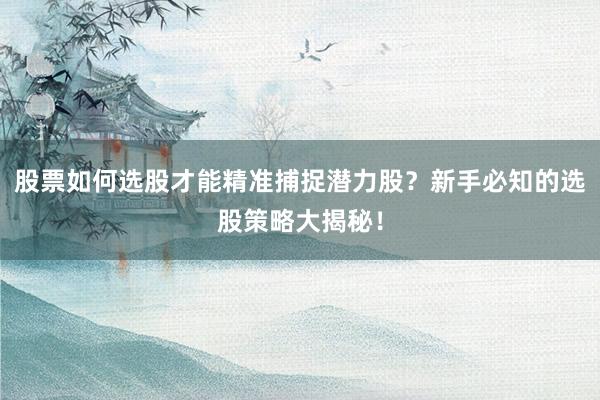 股票如何选股才能精准捕捉潜力股？新手必知的选股策略大揭秘！