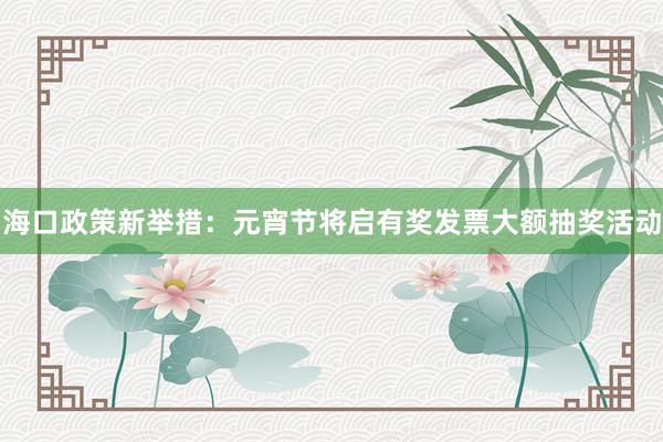 海口政策新举措：元宵节将启有奖发票大额抽奖活动