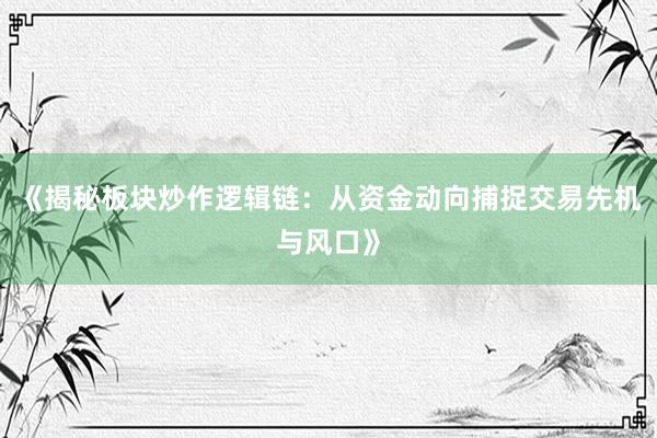 《揭秘板块炒作逻辑链：从资金动向捕捉交易先机与风口》