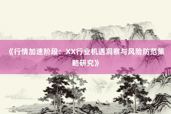 《行情加速阶段：XX行业机遇洞察与风险防范策略研究》