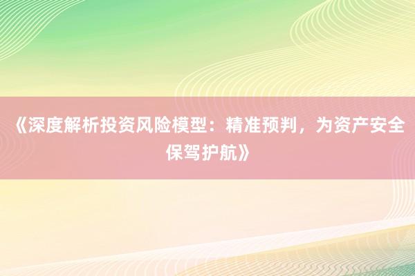 《深度解析投资风险模型：精准预判，为资产安全保驾护航》
